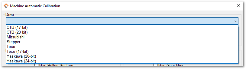 Machine calibration type selection
