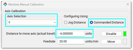 Commanded distance setup