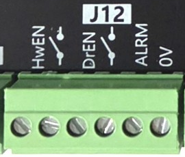 J12: HwEN relay, DrEN relay, ALRM, 0V